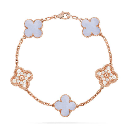[Sprite Jewelry]New  CLOVER 5 MOTIF PURPLE CHALCEDONY BRACELET COLLECTION