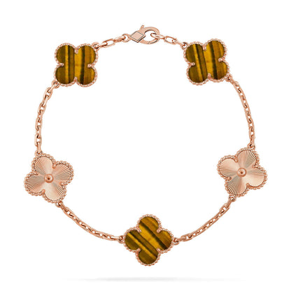 [Sprite Jewelry]New  CLOVER 5 MOTIFS TIGER EYE BRACELET COLLECTION