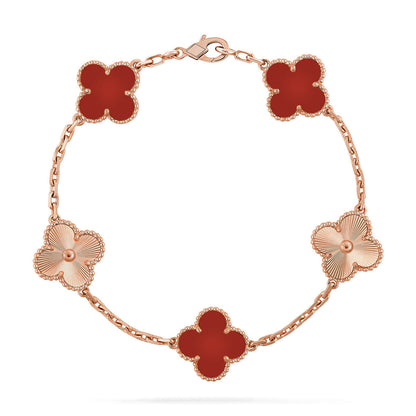 [Sprite Jewelry]New  CLOVER 5 MOTIF RED CORNELIAN BRACELET COLLECTION