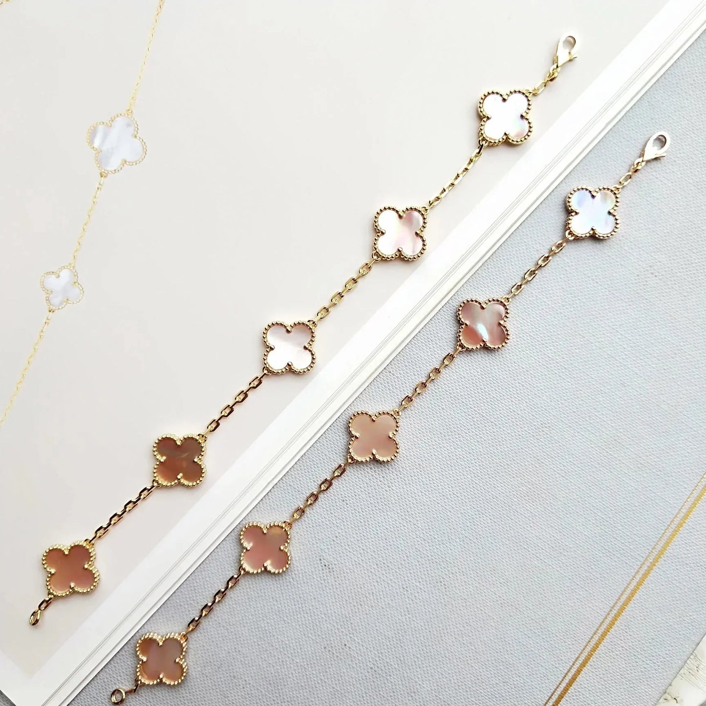 [Sprite Jewelry]New  CLOVER 5 MOTIFS  PINK MOP BRACELET COLLECTION