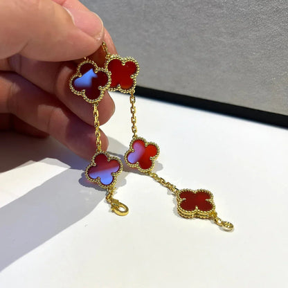 [Sprite Jewelry]New  CLOVER 5 MOTIF RED CORNELIAN BRACELET COLLECTION