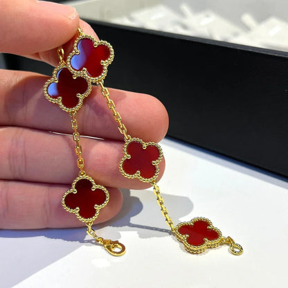 [Sprite Jewelry]New  CLOVER 5 MOTIF RED CORNELIAN BRACELET COLLECTION