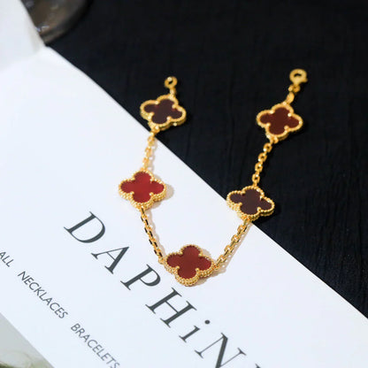[Sprite Jewelry]New  CLOVER 5 MOTIF RED CORNELIAN BRACELET COLLECTION