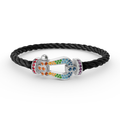 ¡®Sprite Jewelry¡¯FORC LARGE HORSESHOE  COLORED DIAMOND BRACELET SILVER
