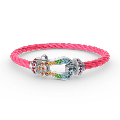 ¡®Sprite Jewelry¡¯FORC LARGE HORSESHOE  COLORED DIAMOND BRACELET SILVER