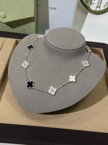 [Sprite Jewelry] Four-Leaf Clover Ten Elements Panda Diamond Silver Necklace