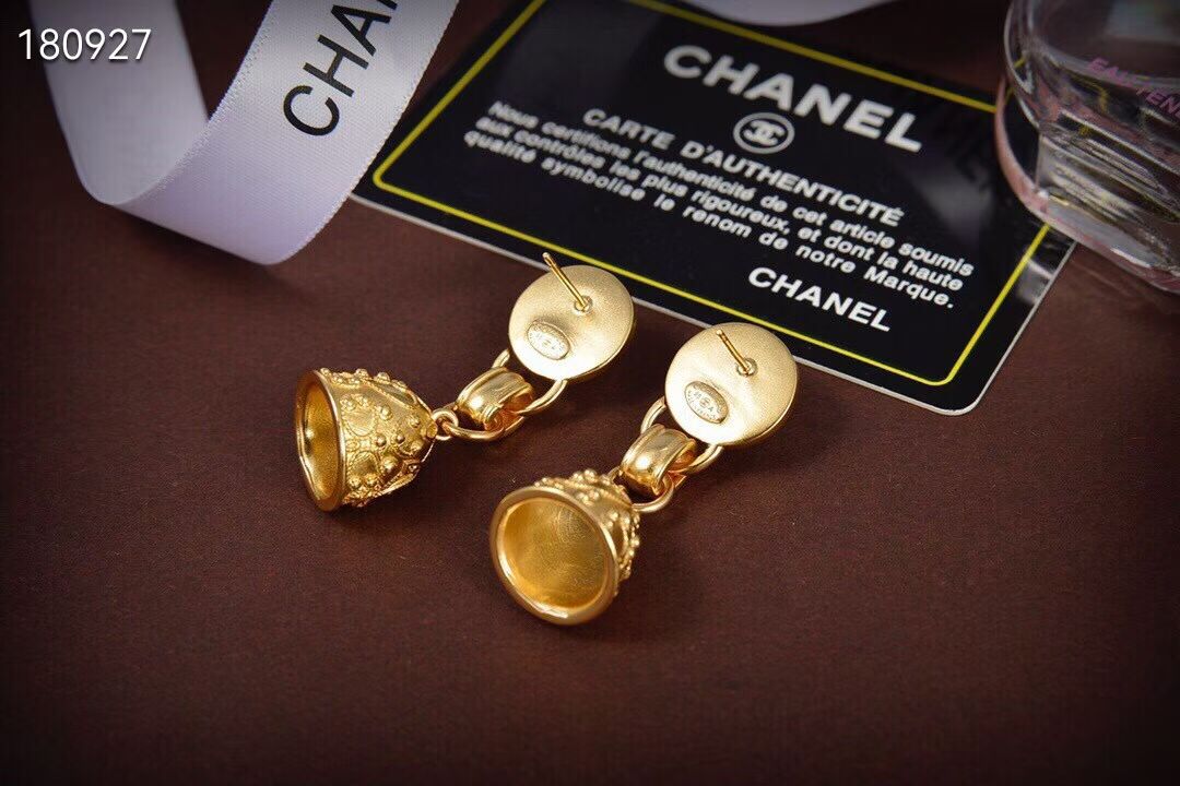 [Sprite Jewelry]Golden Chanel stud earrings