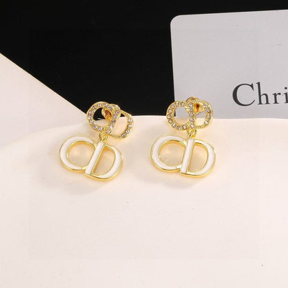 [Sprite Jewelry]Gold CD Letter Stud Earrings