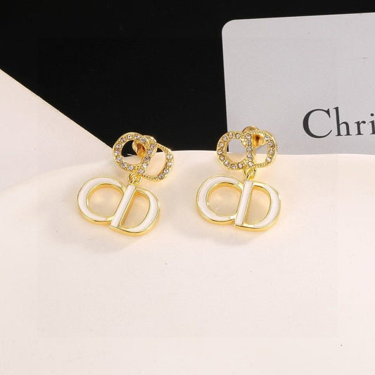 [Sprite Jewelry]Gold CD Letter Stud Earrings