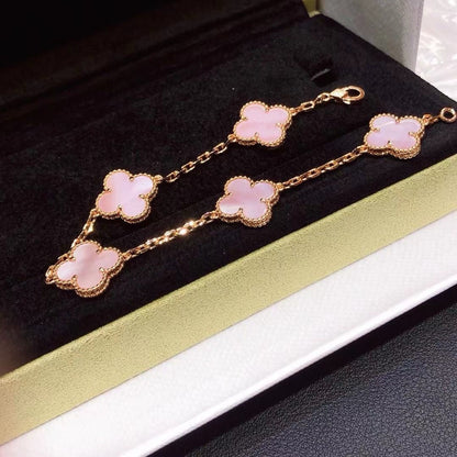 [Sprite Jewelry]CLOVER 5 MOTIFS Pink  AGATE  BRACELET