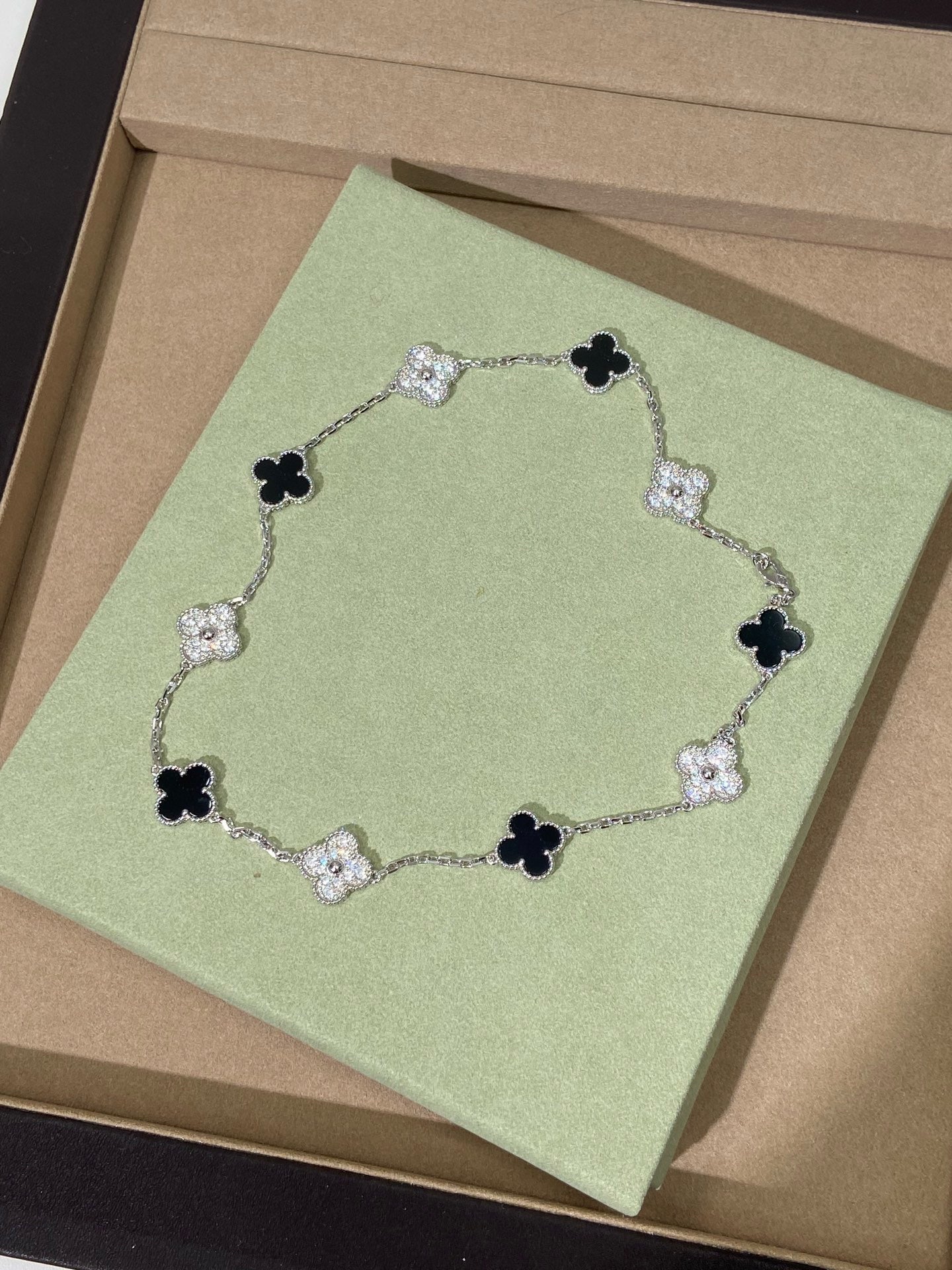 [Sprite Jewelry] Four-Leaf Clover Ten Elements Panda Diamond Silver Necklace
