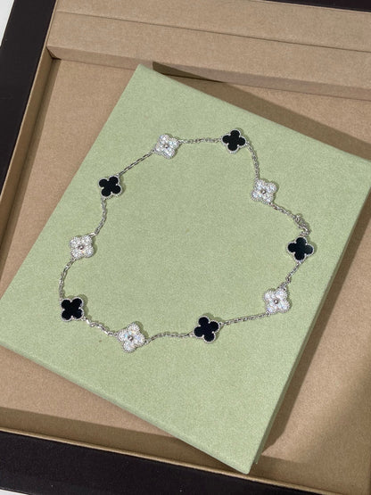 [Sprite Jewelry] Four-Leaf Clover Ten Elements Panda Diamond Silver Necklace