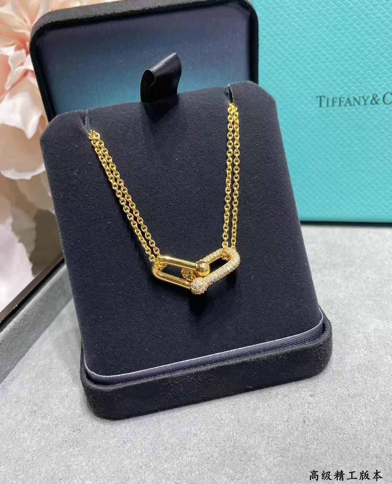 [Sprite Jewelry]T House Diamond-Set Double Chain Link Pendant Necklace