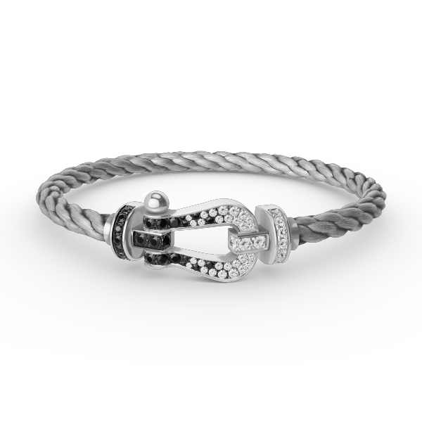¡®Sprite Jewelry¡¯FORCE LARGE HORSESHOE BLACK WHITE DIAMOND BRACELET SILVER