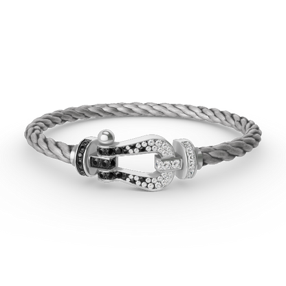 ¡®Sprite Jewelry¡¯FORCE LARGE HORSESHOE BLACK WHITE DIAMOND BRACELET SILVER
