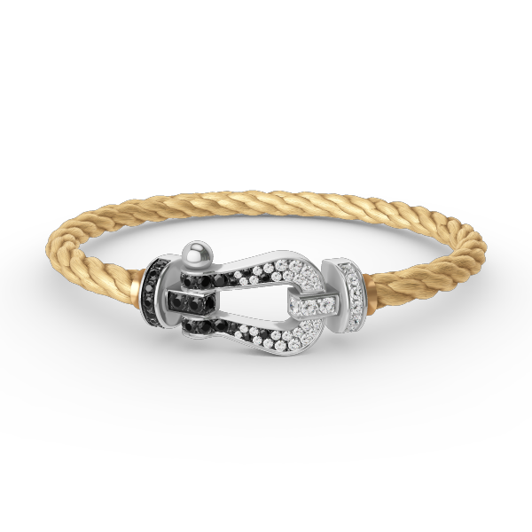 ¡®Sprite Jewelry¡¯FORCE LARGE HORSESHOE BLACK WHITE DIAMOND BRACELET SILVER