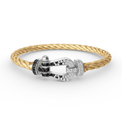¡®Sprite Jewelry¡¯FORCE LARGE HORSESHOE BLACK WHITE DIAMOND BRACELET SILVER