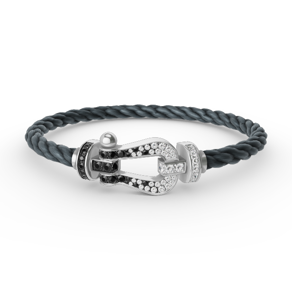 ¡®Sprite Jewelry¡¯FORCE LARGE HORSESHOE BLACK WHITE DIAMOND BRACELET SILVER