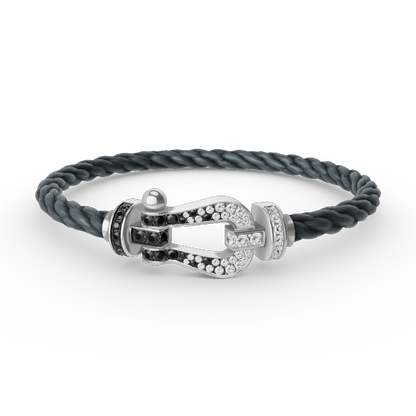 ¡®Sprite Jewelry¡¯FORCE LARGE HORSESHOE BLACK WHITE DIAMOND BRACELET SILVER