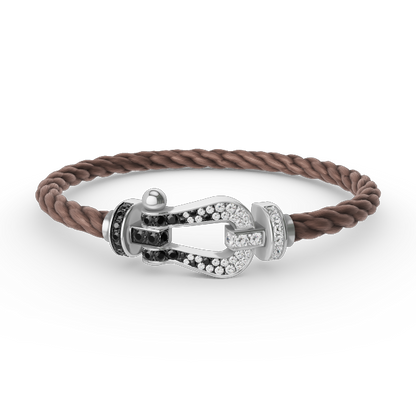 ¡®Sprite Jewelry¡¯FORCE LARGE HORSESHOE BLACK WHITE DIAMOND BRACELET SILVER