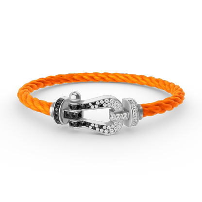 ¡®Sprite Jewelry¡¯FORCE LARGE HORSESHOE BLACK WHITE DIAMOND BRACELET SILVER