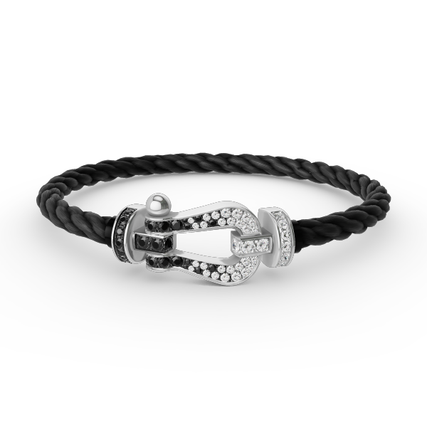 ¡®Sprite Jewelry¡¯FORCE LARGE HORSESHOE BLACK WHITE DIAMOND BRACELET SILVER