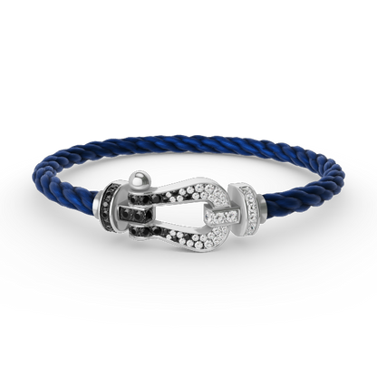 ¡®Sprite Jewelry¡¯FORCE LARGE HORSESHOE BLACK WHITE DIAMOND BRACELET SILVER