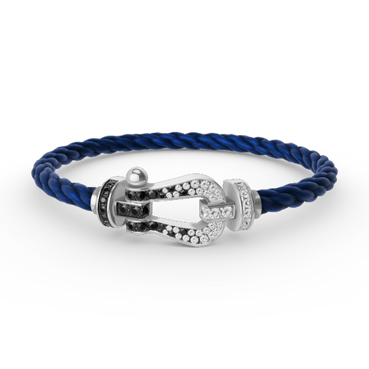 ¡®Sprite Jewelry¡¯FORCE LARGE HORSESHOE BLACK WHITE DIAMOND BRACELET SILVER