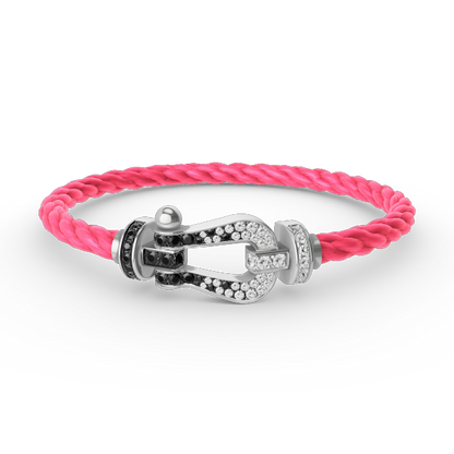 ¡®Sprite Jewelry¡¯FORCE LARGE HORSESHOE BLACK WHITE DIAMOND BRACELET SILVER
