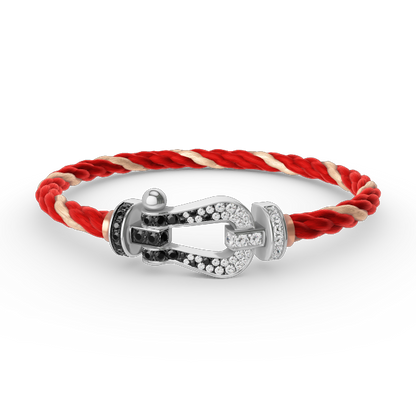 ¡®Sprite Jewelry¡¯FORCE LARGE HORSESHOE BLACK WHITE DIAMOND BRACELET SILVER