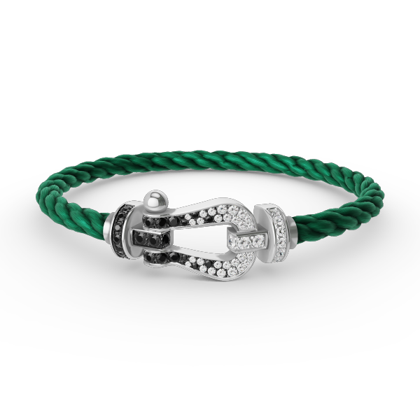 ¡®Sprite Jewelry¡¯FORCE LARGE HORSESHOE BLACK WHITE DIAMOND BRACELET SILVER