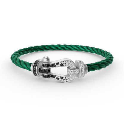 ¡®Sprite Jewelry¡¯FORCE LARGE HORSESHOE BLACK WHITE DIAMOND BRACELET SILVER