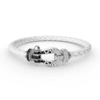 ¡®Sprite Jewelry¡¯FORCE LARGE HORSESHOE BLACK WHITE DIAMOND BRACELET SILVER