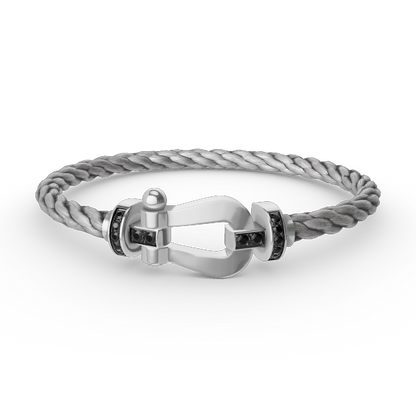 ¡®Sprite Jewelry¡¯FORCE LARGE HORSESHOE BLACK DIAMOND BRACELET SILVER