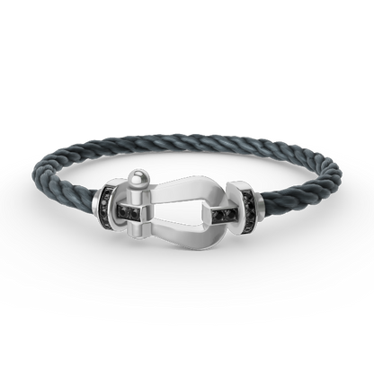 ¡®Sprite Jewelry¡¯FORCE LARGE HORSESHOE BLACK DIAMOND BRACELET SILVER
