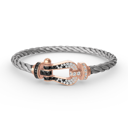 ¡®Sprite Jewelry¡¯FORCE LARGE HORSESHOE BLACK WHITE DIAMOND BRACELET ROSE GOLD