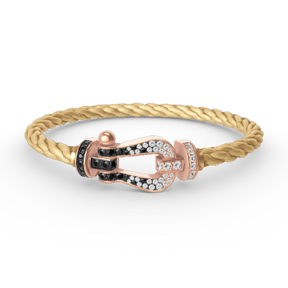 ¡®Sprite Jewelry¡¯FORCE LARGE HORSESHOE BLACK WHITE DIAMOND BRACELET ROSE GOLD