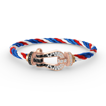 ¡®Sprite Jewelry¡¯FORCE LARGE HORSESHOE BLACK WHITE DIAMOND BRACELET ROSE GOLD