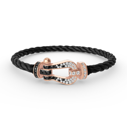 ¡®Sprite Jewelry¡¯FORCE LARGE HORSESHOE BLACK WHITE DIAMOND BRACELET ROSE GOLD