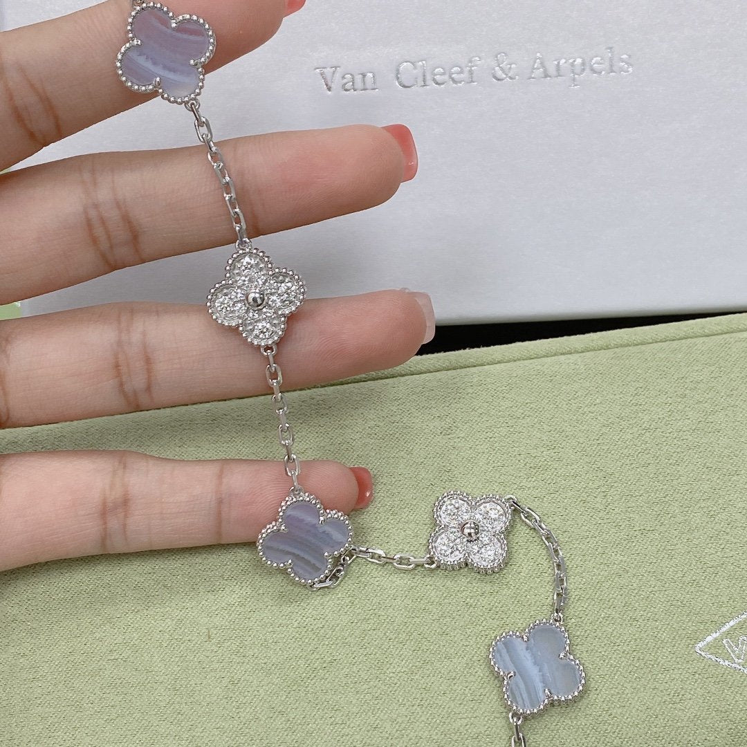 [Sprite Jewelry]New  CLOVER 5 MOTIF PURPLE CHALCEDONY BRACELET COLLECTION