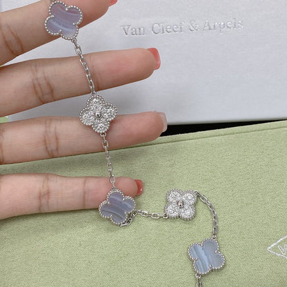 [Sprite Jewelry]New  CLOVER 5 MOTIF PURPLE CHALCEDONY BRACELET COLLECTION