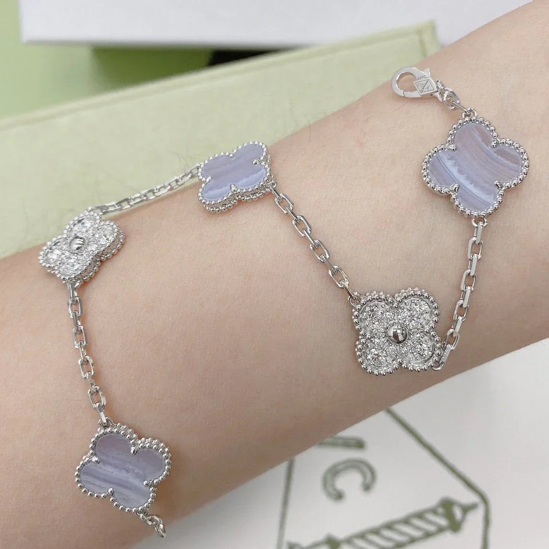 [Sprite Jewelry]New  CLOVER 5 MOTIF PURPLE CHALCEDONY BRACELET COLLECTION