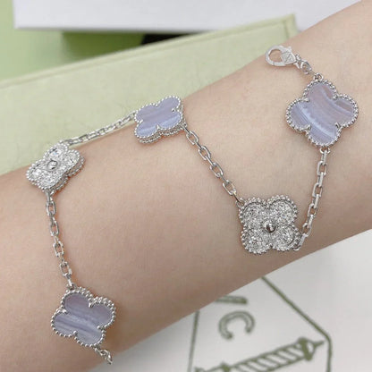 [Sprite Jewelry]New  CLOVER 5 MOTIF PURPLE CHALCEDONY BRACELET COLLECTION