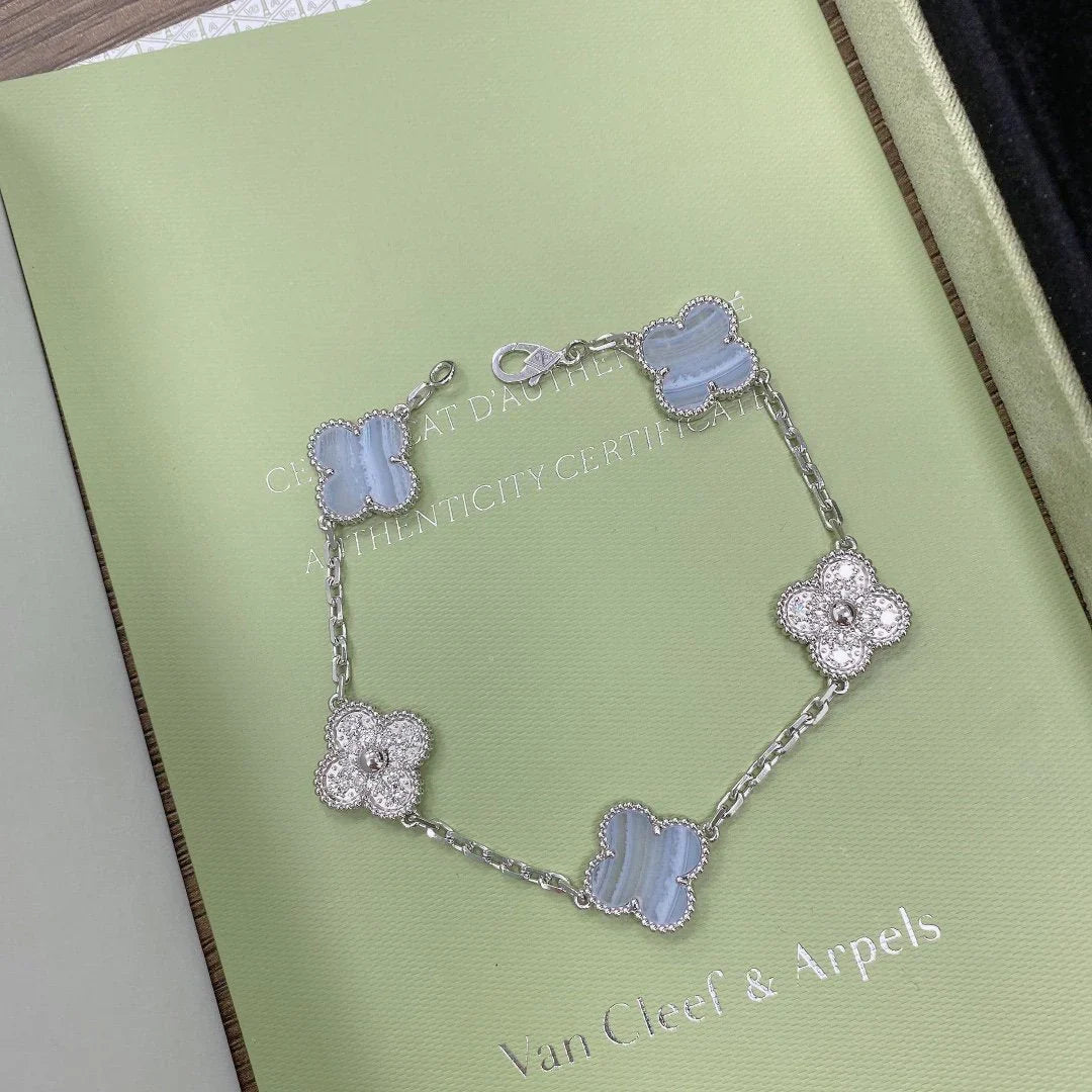 [Sprite Jewelry]New  CLOVER 5 MOTIF PURPLE CHALCEDONY BRACELET COLLECTION
