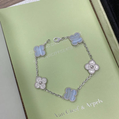 [Sprite Jewelry]New  CLOVER 5 MOTIF PURPLE CHALCEDONY BRACELET COLLECTION
