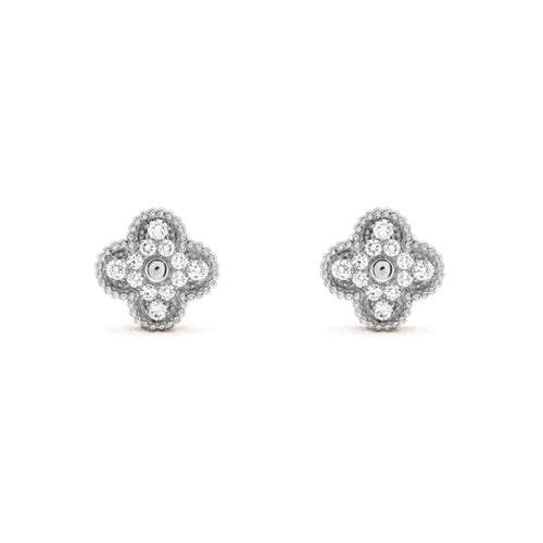 ¡®Sprite Jewelry¡¯CLOVER 1 MOTIFS DIAMOND STUD EARRINGS SILVER