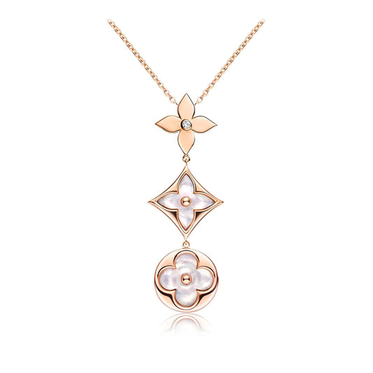 ¡®Sprite Jewelry¡¯COLOR BLOSSOM LARIAT NECKLACE PINK GOLD WHITE MOTHER PEARL AND DIAMOND