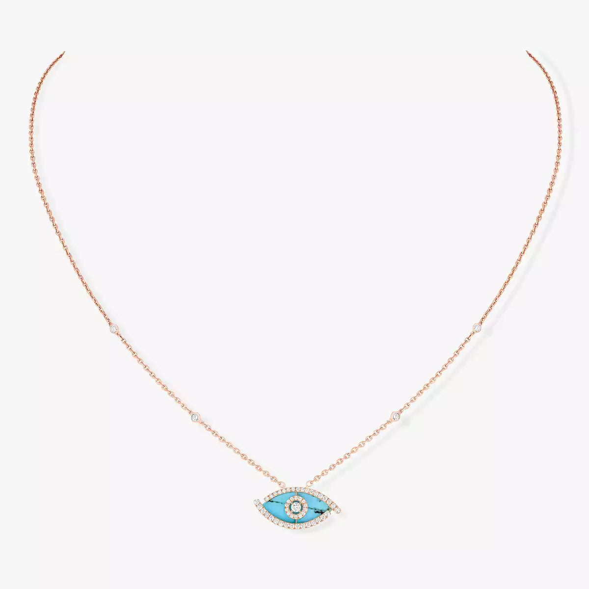[Sprite Jewelry]Lucky Eye Diamond Necklace in Rose Gold and Turquoise