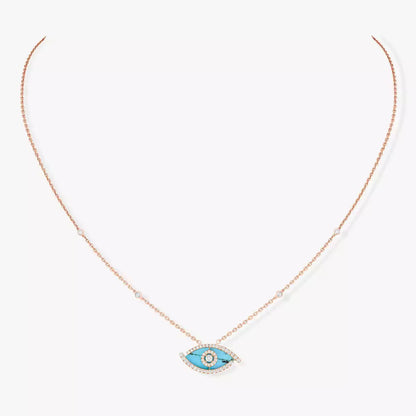 [Sprite Jewelry]Lucky Eye Diamond Necklace in Rose Gold and Turquoise