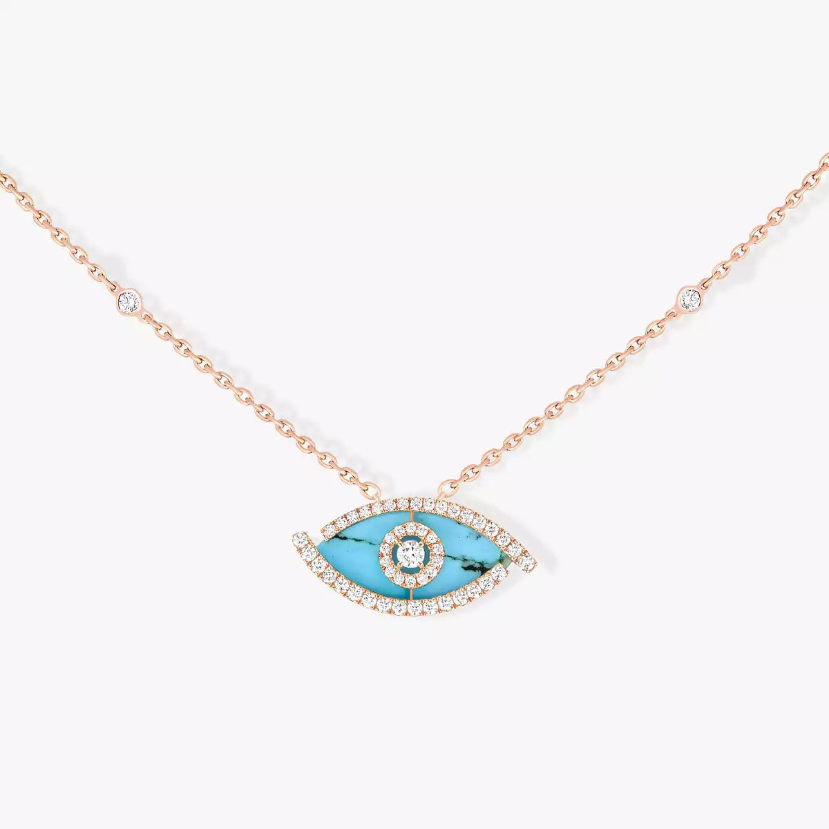 [Sprite Jewelry]Lucky Eye Diamond Necklace in Rose Gold and Turquoise